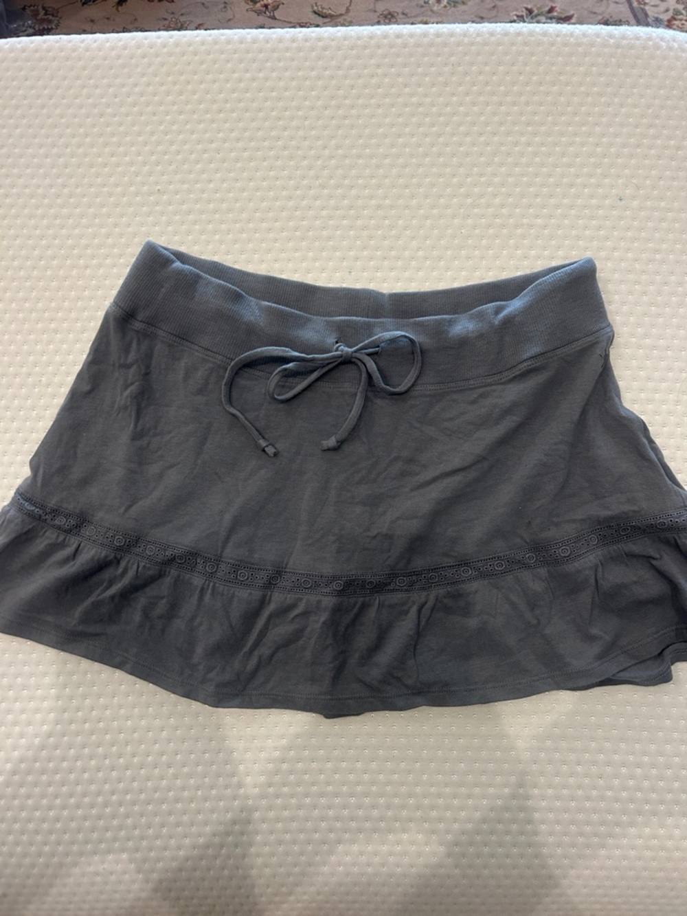 aerie Gray Ruffle Drawstring Mini Skirt-Small - Picture 5 of 7
